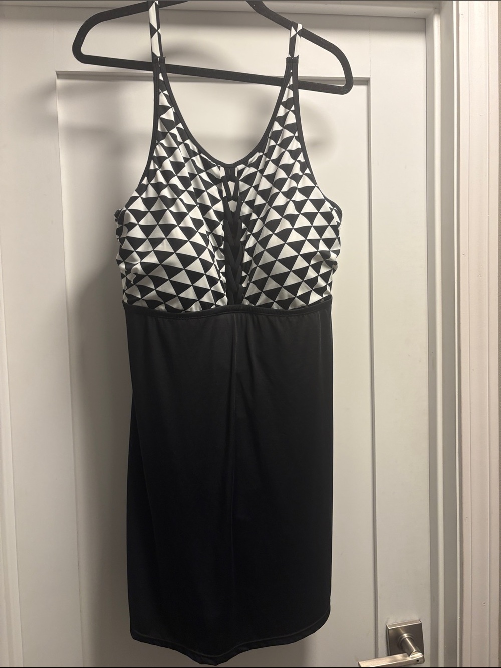 Black & white geometric swim dress